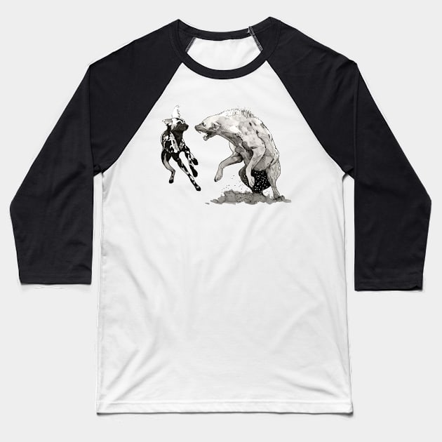 Fierce Hyena Fight Baseball T-Shirt by Ciarabarsotti